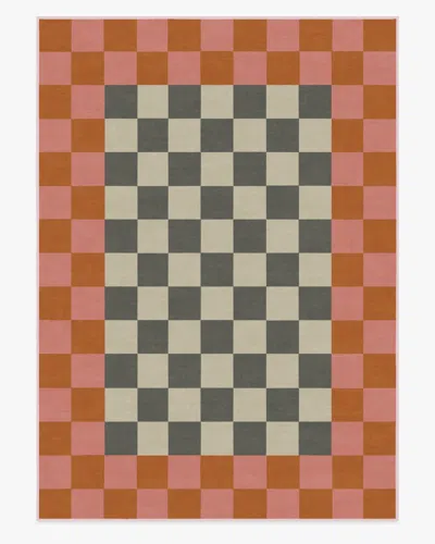 Ruggable Checker Border Pink & Orange Flatwoven Rug By Jonathan Adler In Multi