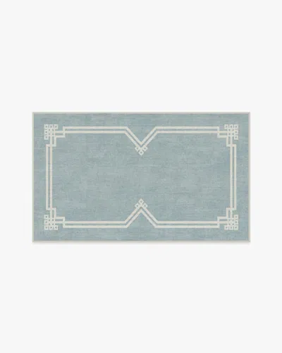 Ruggable Chrysler Border Chambray Blue Flatwoven Rug By The Hiltons In Multi