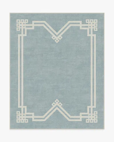 Ruggable Chrysler Border Chambray Blue Flatwoven Rug By The Hiltons In Multi