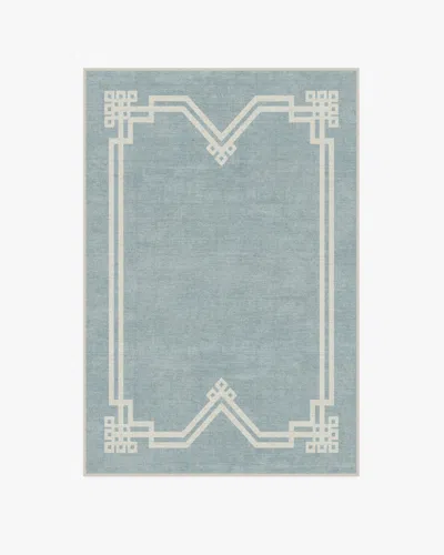 Ruggable Chrysler Border Chambray Blue Flatwoven Rug By The Hiltons In Multi