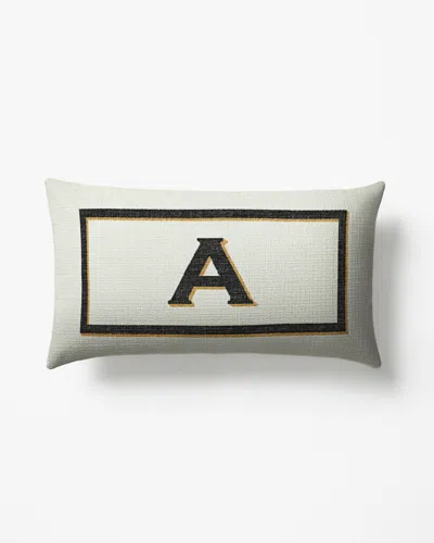 Ruggable Classic Monogram Ivory Woven Throw Pillow, 12"x21" By Jonathan Adler In White