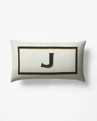 Ruggable Classic Monogram Ivory Woven Throw Pillow, 12"x21" By Jonathan Adler In White