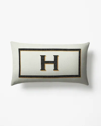 Ruggable Classic Monogram Ivory Woven Throw Pillow, 12"x21" By Jonathan Adler In White