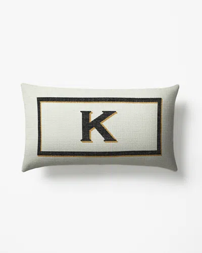 Ruggable Classic Monogram Ivory Woven Throw Pillow, 12"x21" By Jonathan Adler In White