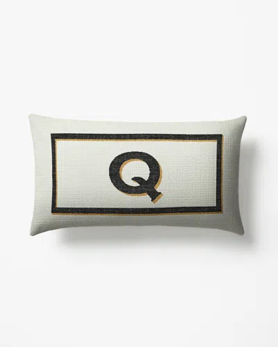 Ruggable Classic Monogram Ivory Woven Throw Pillow, 12"x21" By Jonathan Adler In White