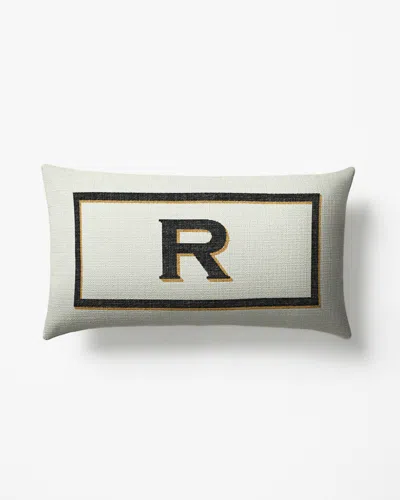 Ruggable Classic Monogram Ivory Woven Throw Pillow, 12"x21" By Jonathan Adler In White