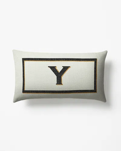 Ruggable Classic Monogram Ivory Woven Throw Pillow, 12"x21" By Jonathan Adler In White