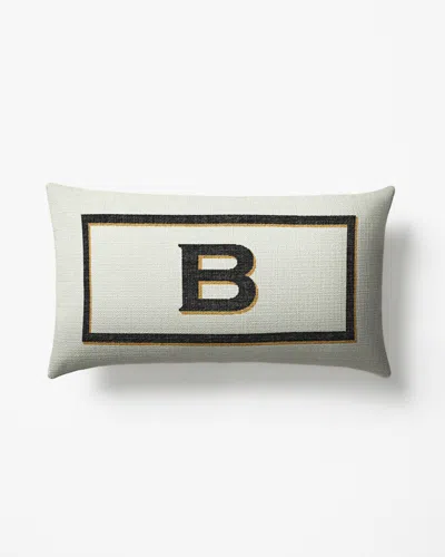 Ruggable Classic Monogram Ivory Woven Throw Pillow, 12"x21" By Jonathan Adler In White