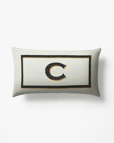 Ruggable Classic Monogram Ivory Woven Throw Pillow, 12"x21" By Jonathan Adler In White