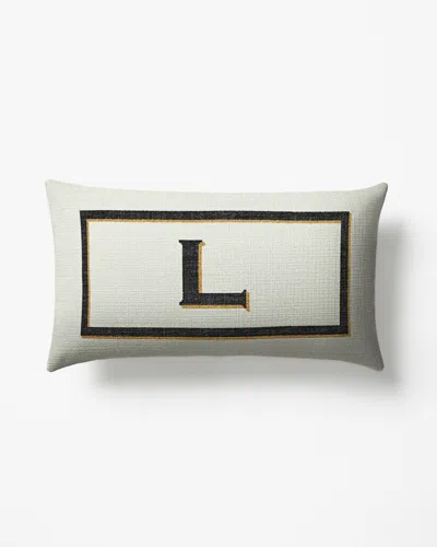 Ruggable Classic Monogram Ivory Woven Throw Pillow, 12"x21" By Jonathan Adler In White