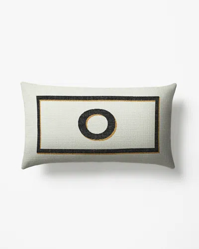 Ruggable Classic Monogram Ivory Woven Throw Pillow, 12"x21" By Jonathan Adler In White