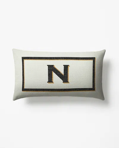 Ruggable Classic Monogram Ivory Woven Throw Pillow, 12"x21" By Jonathan Adler In White