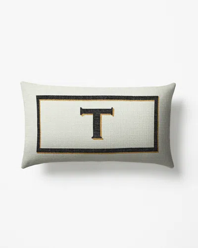 Ruggable Classic Monogram Ivory Woven Throw Pillow, 12"x21" By Jonathan Adler In White