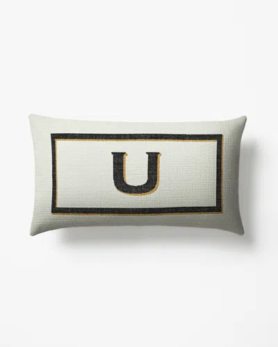 Ruggable Classic Monogram Ivory Woven Throw Pillow, 12"x21" By Jonathan Adler In White