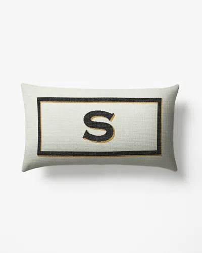 Ruggable Classic Monogram Ivory Woven Throw Pillow, 12"x21" By Jonathan Adler In White