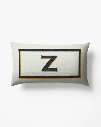 Ruggable Classic Monogram Ivory Woven Throw Pillow, 12"x21" By Jonathan Adler In White