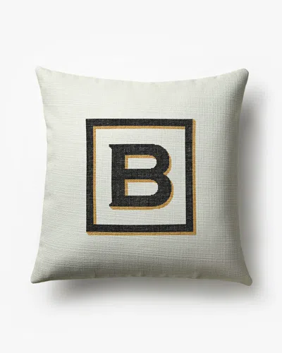 Ruggable Classic Monogram Ivory Woven Throw Pillow, 20"x20" By Jonathan Adler In White