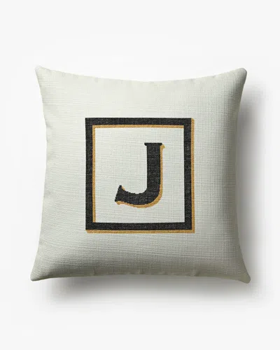 Ruggable Classic Monogram Ivory Woven Throw Pillow, 20"x20" By Jonathan Adler In White