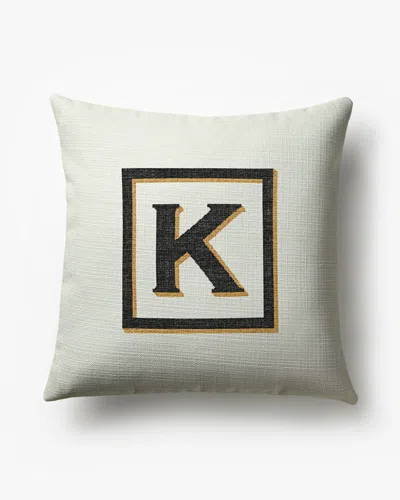 Ruggable Classic Monogram Ivory Woven Throw Pillow, 20"x20" By Jonathan Adler In White