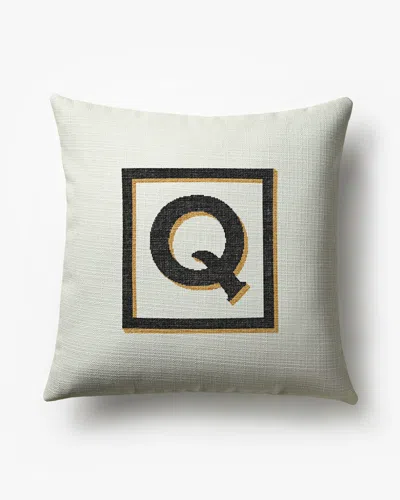 Ruggable Classic Monogram Ivory Woven Throw Pillow, 20"x20" By Jonathan Adler In White