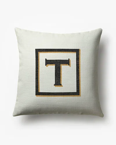 Ruggable Classic Monogram Ivory Woven Throw Pillow, 20"x20" By Jonathan Adler In White