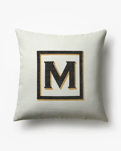 Ruggable Classic Monogram Ivory Woven Throw Pillow, 20"x20" By Jonathan Adler In White