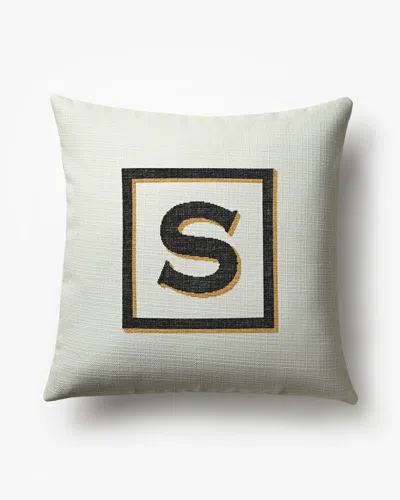 Ruggable Classic Monogram Ivory Woven Throw Pillow, 20"x20" By Jonathan Adler In White