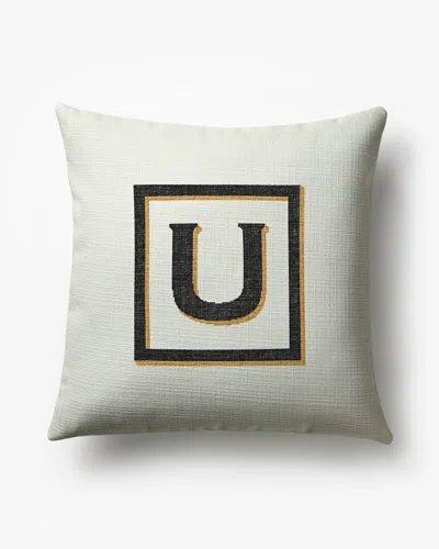 Ruggable Classic Monogram Ivory Woven Throw Pillow, 20"x20" By Jonathan Adler In White