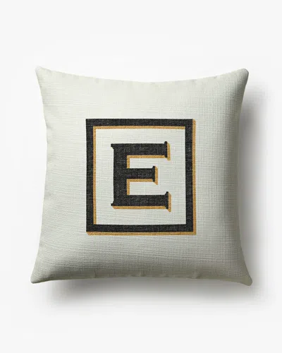 Ruggable Classic Monogram Ivory Woven Throw Pillow, 20"x20" By Jonathan Adler In White