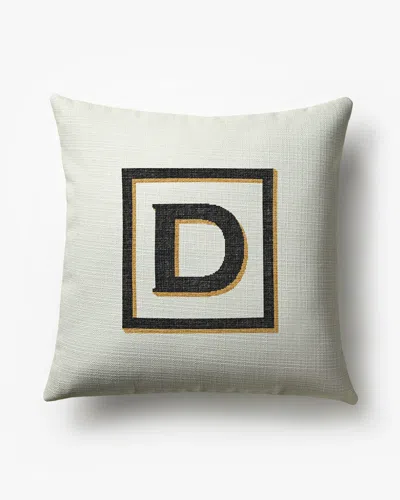 Ruggable Classic Monogram Ivory Woven Throw Pillow, 20"x20" By Jonathan Adler In White
