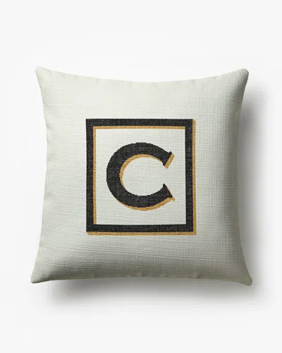 Ruggable Classic Monogram Ivory Woven Throw Pillow, 20"x20" By Jonathan Adler In White