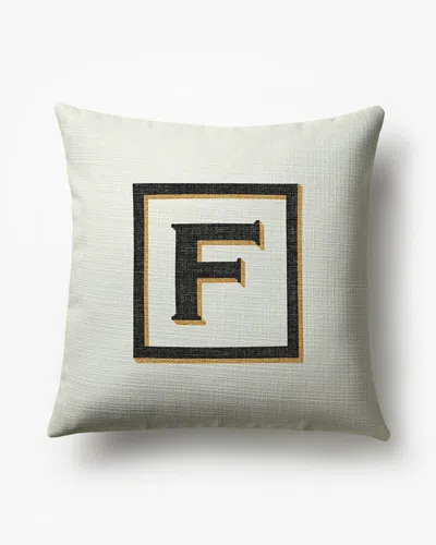 Ruggable Classic Monogram Ivory Woven Throw Pillow, 20"x20" By Jonathan Adler In White