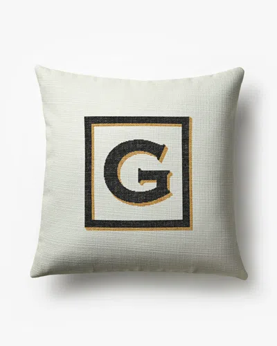 Ruggable Classic Monogram Ivory Woven Throw Pillow, 20"x20" By Jonathan Adler In White
