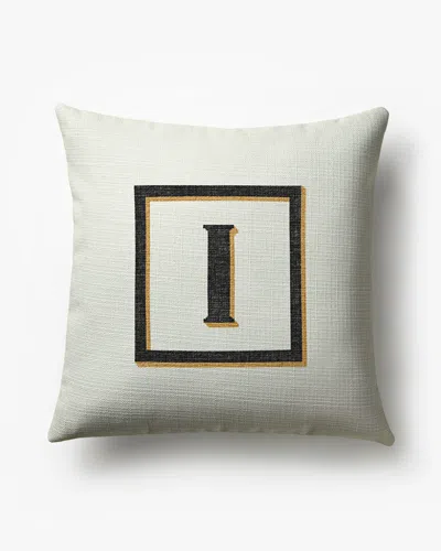 Ruggable Classic Monogram Ivory Woven Throw Pillow, 20"x20" By Jonathan Adler In White