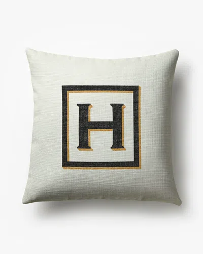 Ruggable Classic Monogram Ivory Woven Throw Pillow, 20"x20" By Jonathan Adler In White