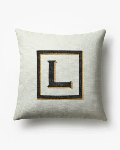 Ruggable Classic Monogram Ivory Woven Throw Pillow, 20"x20" By Jonathan Adler In White