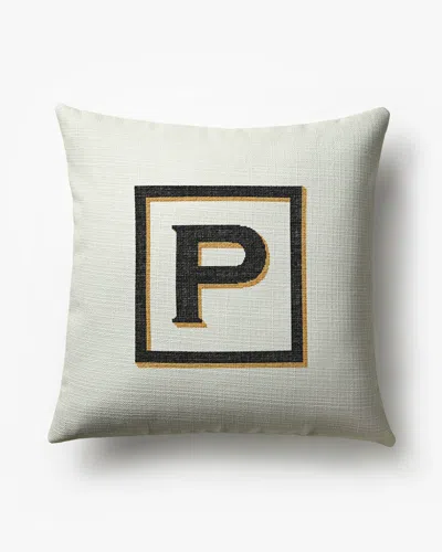 Ruggable Classic Monogram Ivory Woven Throw Pillow, 20"x20" By Jonathan Adler In White