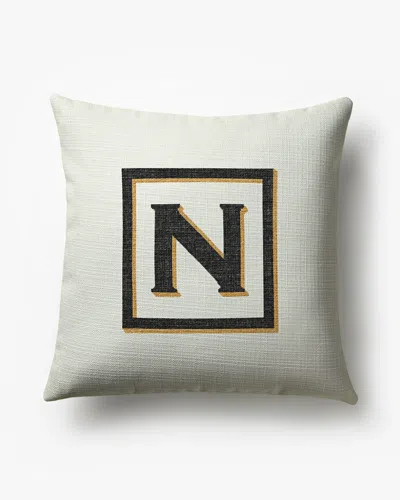 Ruggable Classic Monogram Ivory Woven Throw Pillow, 20"x20" By Jonathan Adler In White