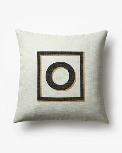 Ruggable Classic Monogram Ivory Woven Throw Pillow, 20"x20" By Jonathan Adler In White