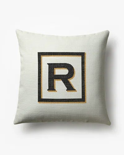 Ruggable Classic Monogram Ivory Woven Throw Pillow, 20"x20" By Jonathan Adler In White