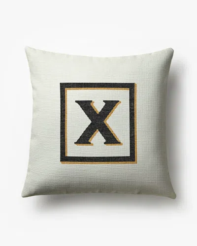 Ruggable Classic Monogram Ivory Woven Throw Pillow, 20"x20" By Jonathan Adler In White