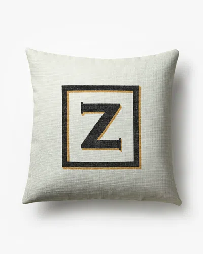 Ruggable Classic Monogram Ivory Woven Throw Pillow, 20"x20" By Jonathan Adler In White