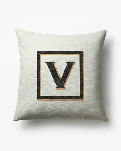 Ruggable Classic Monogram Ivory Woven Throw Pillow, 20"x20" By Jonathan Adler In White