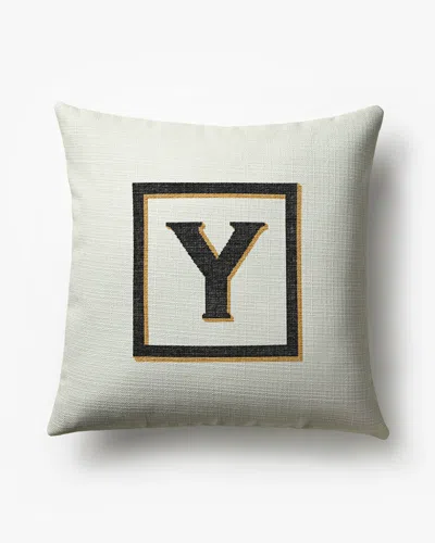 Ruggable Classic Monogram Ivory Woven Throw Pillow, 20"x20" By Jonathan Adler In White