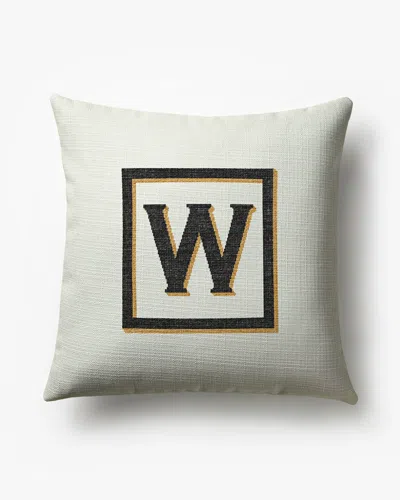 Ruggable Classic Monogram Ivory Woven Throw Pillow, 20"x20" By Jonathan Adler In White