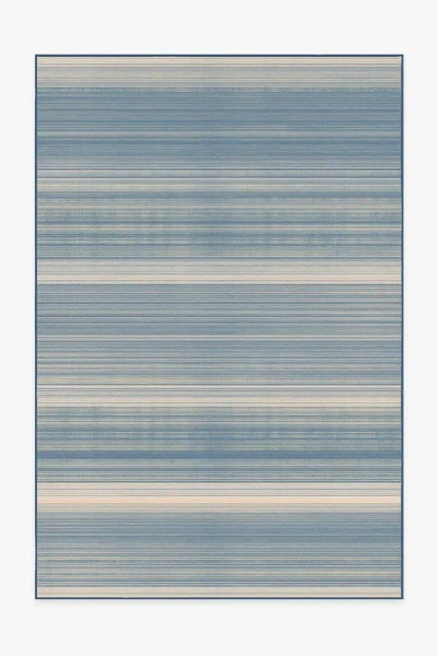 Ruggable Coastal Linear Stripe Slate Flatwoven Rug In Blue