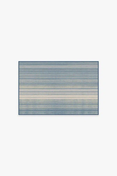 Ruggable Coastal Linear Stripe Slate Flatwoven Rug In Blue