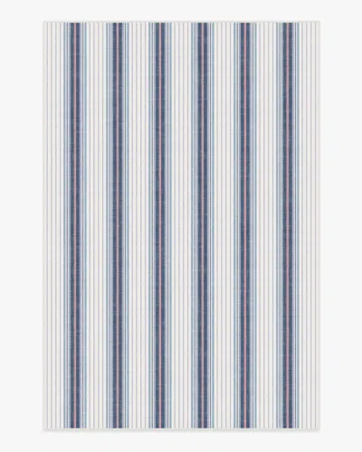 Ruggable Cosette Stripe Ivory & Indigo Flatwoven Rug In Blue