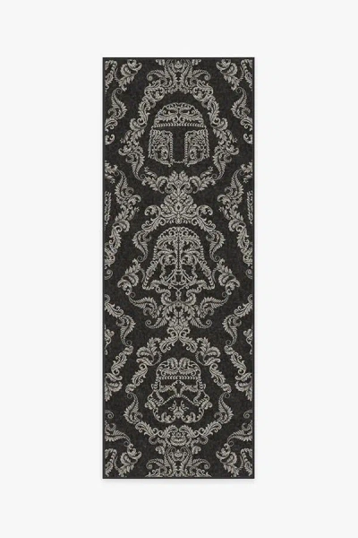 Ruggable Dark Side Damask Charcoal Flatwoven Rug In Gray
