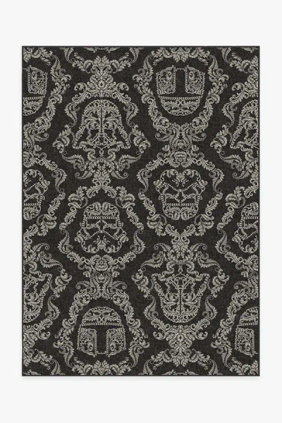 Ruggable Dark Side Damask Charcoal Flatwoven Rug In Gray